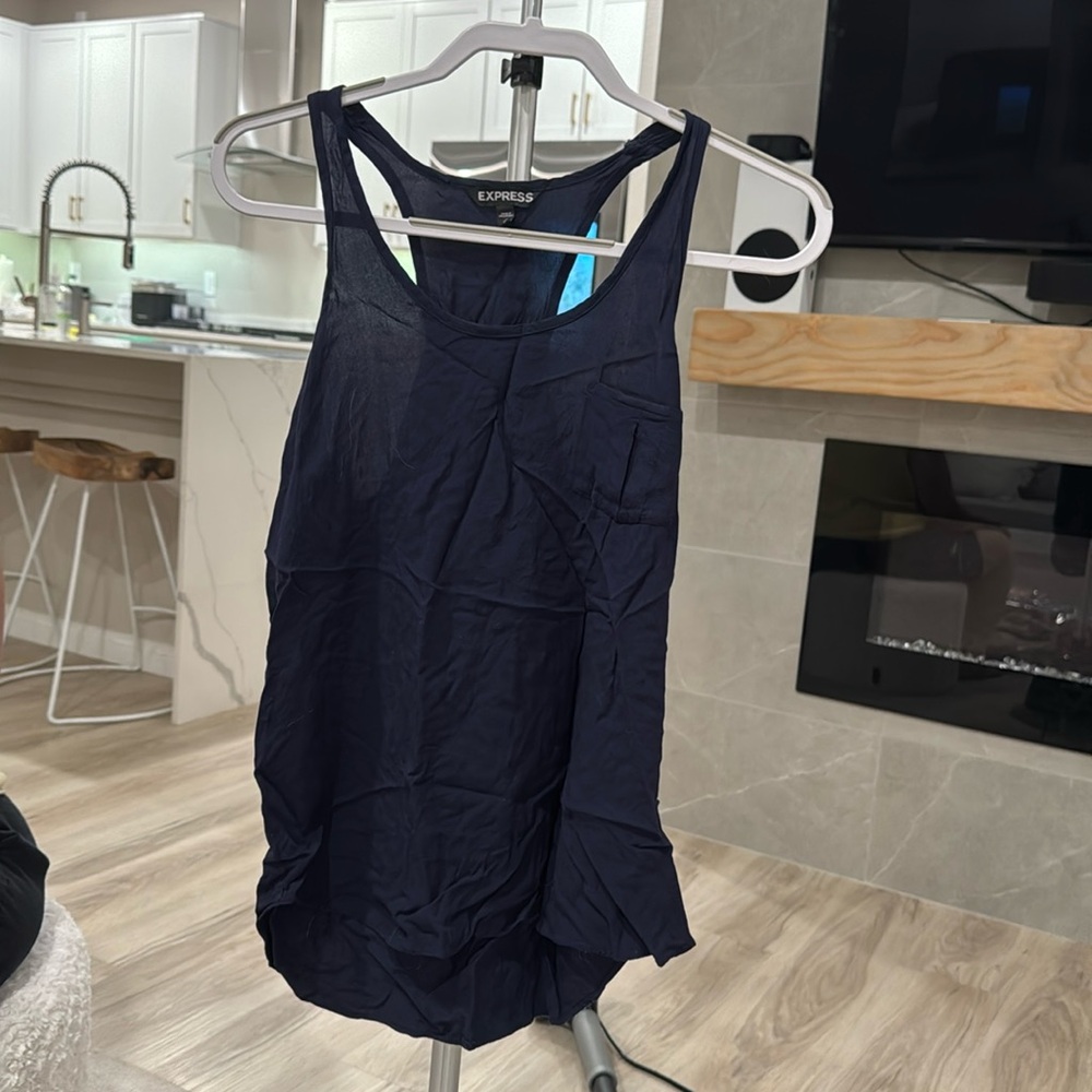 Express blue racer back tank top small